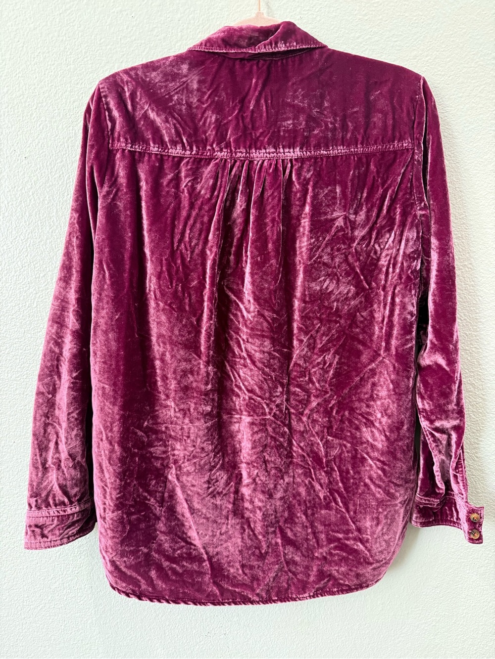 Pilcro Womens S Plum Velvet Button Down Shirt Blouse Whimsy Goth Romantic Y2K - Picture 7 of 9